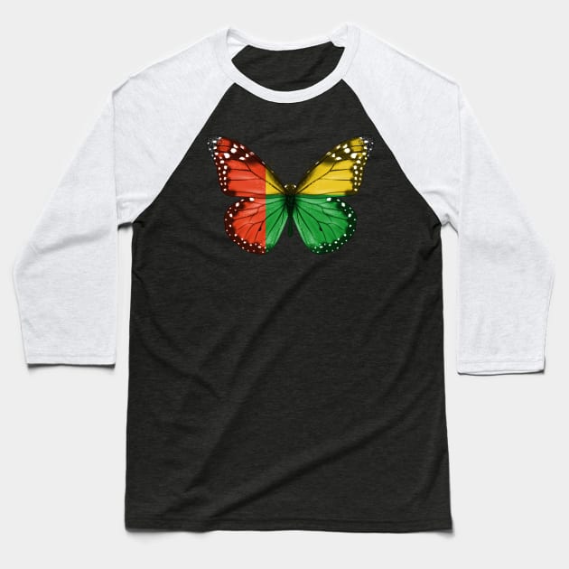 Bissau Guinean Flag  Butterfly - Gift for Bissau Guinean From Guinea Bissau Baseball T-Shirt by Country Flags